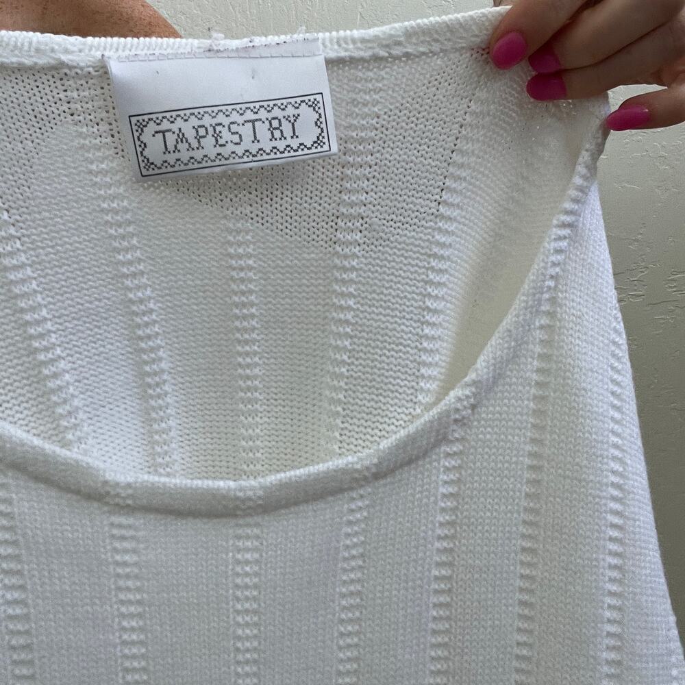 Vintage 1990's White Ribbed Knit Cottagecore Top - Picture 5 of 6